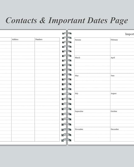 Daily Planner Undated - A5 To Do List Notebook Hourly Schedules, Spiral Appointment Planner for Women and Men, PVC Hardcover, Inner Pocket, Elastic Closure, 5.8" x 8.3", Grey