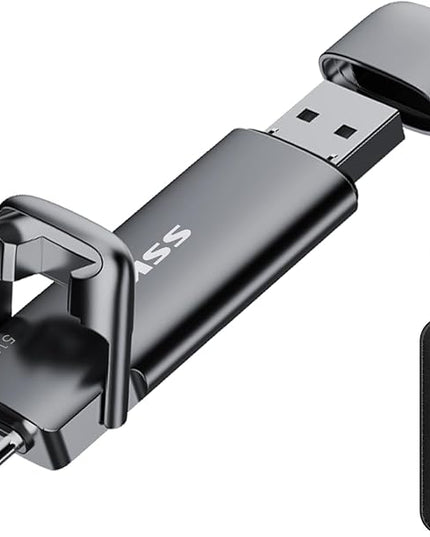 SSK External USB C SSD Flash Drive 512GB, Up to 550MB/s 2-in-1 Type C+ USB A USB3.2 Gen2 Solid State Thumb Drive, Memory Stick Data Storage for iPhone 15/PS4/PS5/Android Phone/Windows/Mac