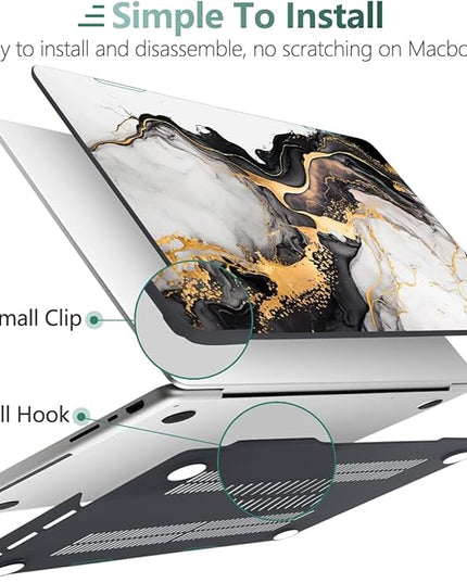 DONGKE Case for M5 MacBook Pro 14 inch 2025 2024-2021 M4 M3 M2 M1, Plastic Hard Shell Cover Compatible with A3434 A3112 A3401 A3185 A2992 A2779 A2442, Retina XDR Display & Touch ID, Abstract Marble