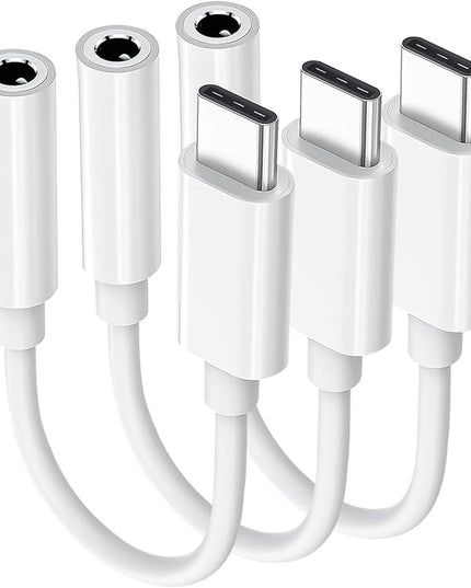 USB C to 3.5mm Audio Headphone Adapter, Type C to Jack Dongle Adapter Cable Cord Compatible with Apple iPhone 17 16 15 Pro Max Plus, iPad, MacBook, Samsung Galaxy S24 S23 S22 S21 Ultra, Pixel (3-Pack)