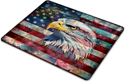 Square Mouse Pad Vibrant Colorful Eagle with National Flag-3,Gaming Mouse Pads for Desk,Soft Computer Waterproof Non-Slip Mouse Mat