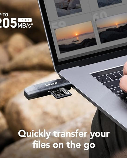 Lexar Dual-Slot USB-A/C Reader, Up to 205MB/s Transfer Speed, Supports SD and microSD Cards (LRW310X-BNBNG)