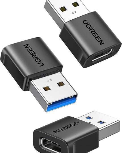 UGREEN USB to USB C Adapter 3Pack, USB C Female to USB Male Adapter 10Gbps Type C Converter for iPhone 17 16 15 14 13 Plus Pro Max,iPad Air Mini 6 7,Samsung Galaxy S23 S24,iPad Air,Black