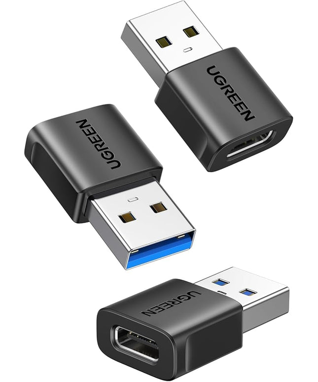 UGREEN USB to USB C Adapter 3Pack, USB C Female to USB Male Adapter 10Gbps Type C Converter for iPhone 17 16 15 14 13 Plus Pro Max,iPad Air Mini 6 7,Samsung Galaxy S23 S24,iPad Air,Black