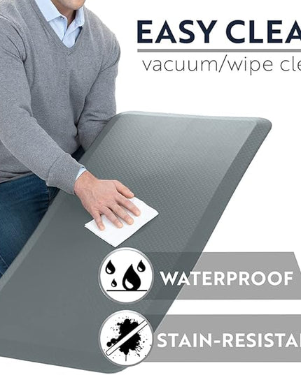 KANGAROO Thick Ergonomic Anti Fatigue Mats for Kitchen Floor, 70x24 Runner, Cushioned Standing Office Desk Mat, Waterproof Scratch Resistant Topside, Supportive All Day Comfort Padded Foam Rugs, Gray
