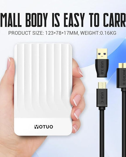 Portable External Hard Drive Storage Expansion Mobile HDD USB 3.0 for PC, Mac, Desktop, Laptop, PS4, Xbox One X/S, Xbox 360, Office & Game (White, 320GB)