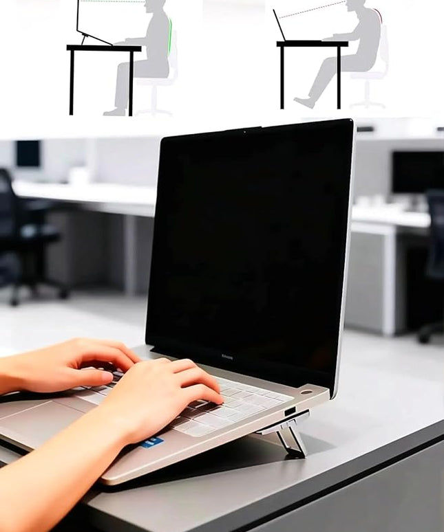 2PCS Laptop Stand, Portable Laptop Cooling Pad, Foldable Metal Keyboard Stand, Mini Keyboard Pillar (Black,Two Gears)