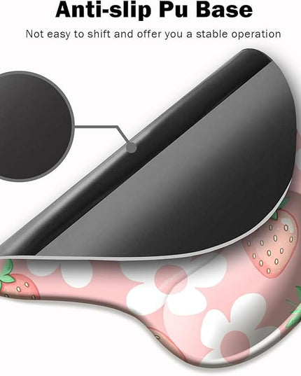 Ergonomic Mouse Pad with Wrist Support,Mouse Pad with Wrist Rest and Coaster Set,Office Supplies Non-Slip Mouse Pads for Desk, Non-Slip Comfortable,Pink Floral Kawaii