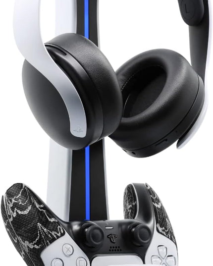 Tilted Nation Gaming Headset and Controller Stand | Premium PS5 Accessories (Clean Space with Charging Station) Headphone and Controller Holder for Desk, PlayStation 5, Xbox Game,