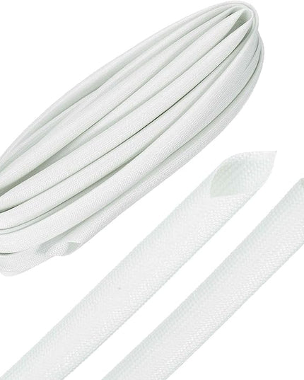 MECCANIXITY 20ft Braided Cable Sleeve, 0.4" ID 200C High Temperature 1500V Fiberglass Wire Insulation Cord Protector Organizer Wires Management for Motor Engine Fuel Line, White