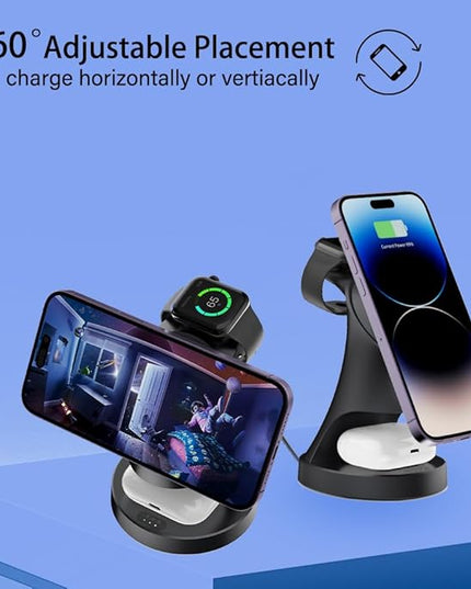 Wireless Charger,3 in 1 Magnetic Wireless Charger Stand, Fast Wireless Charging Dock for iPhone17/16/15/14/13/12 Series, Apple Watch Series, AirPods Pro.