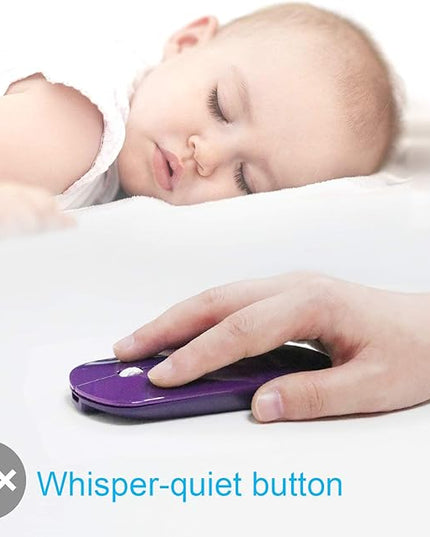 FENIFOX Bluetooth Mouse Slim, Whisper-Quiet Mini Flat Portable Mobile Mice Rechargeable Compatible with Laptop,PC,Android Windows Tablet - Deep Purple