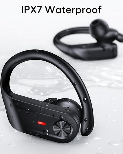 Hybrid Active Noise Cancelling Wireless Earbuds 80 Hrs Playtime Hi-Res Stereo Sound Bluetooth Headphones with Transparency Mode Ear Buds with Earhooks ANC Sports Earphones for Workout Running Travel
