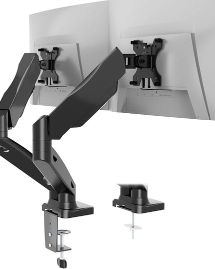 WALI Dual Monitor Stand for 17-32 inch Screens, Dual Monitor Arms for 2 Monitors Holds up to 19.8 lbs, Adjustable Gas Spring Dual Monitors Mount, VESA 75x75/100x100mm (GSMP002), Black