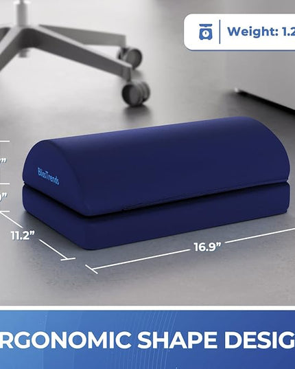 BlissTrends Foot Rest for Under Desk at Work - Versatile Foot Stool with Washable Cover - Comfortable Footrest with 2 Adjustable Heights for Car, Home and Office to Relieve Back,Lumbar,Knee Pain-Blue