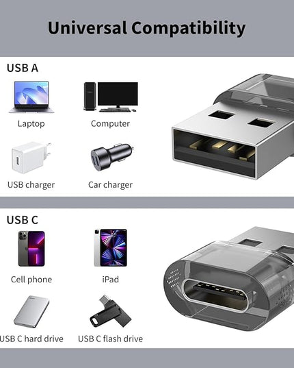 20 Packs USB-A to USB-C Adapter, USBC Female to A Male OTG Charger, USB to USBC Converter for iPhone 15 Plus Pro Max/Apple Watch Ultra iWatch/AirPods/iPad Air/Car/Galaxy S24 S23 S22 Ultra