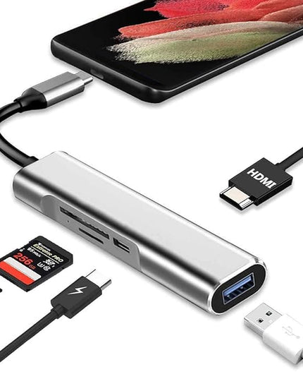 USB C to HDMI Adapter for Samsung DeX,DeX Station for Galaxy S25/S24/S23/S22/Note20/10/Tab S9/S8/S7,DeX hub with HDMI 4K,USB3.0,PD 60W,SD/TF Card Slot,Steam Deck,Nintendo Switch