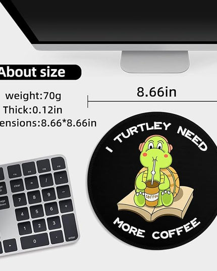 Turtle Mouse Small Pad, Cute Funny Mousepad with Non-Slip Rubber Base, Mini Round Mouse Pads for Desk Accessories Laptop Gaming Office Supplies Decor(8.6 x 8.6 Inch)