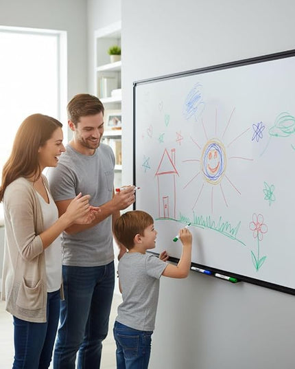 Dry Erase Board for Wall, 48 x 24 Inches Presentation Magnetic Whiteboard Office Collaboration, Classroom Teaching & Agile Management, Black Aluminum Frame