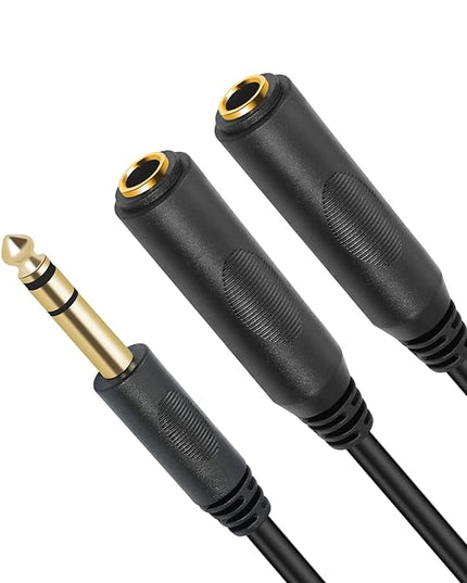SiYear 6.35mm 1/4 inch Male Plug Stereo to 2 Dual 1/4 "TRS Female Jack Connector Audio Speaker Cable, Y Splitter Adapter Cable (20CM / 8Inch)