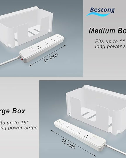 Power Strip Cover Box - Hide Power Strip for TVs and Computers, Electrically Safe Cord Organizer Box, Cord Box Crafted from Durable ABS Material (2pack,White)