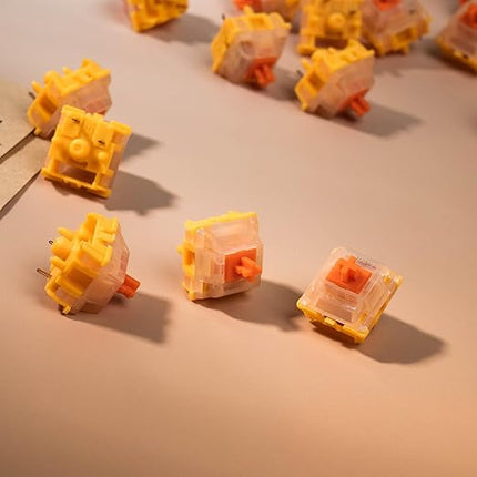 GATERON EF EverFree Curry Switch, Linear Type 50gf RGB 5 Pin Hot-swap Factory Pre-lubed for Mechanical Keyboard(110PCS, Curry)