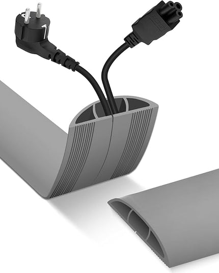 Floor Cord Cover, Cable Protector, 0.63W x 0.31H inches, Wire Cover for Extension Cords, Floor Cable Covers Prevent Cable Trips (Gray, 50-3 Feet)