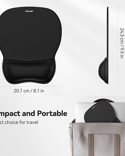 TECKNET Gel Mouse Pad with Wrist Rest, Ergonomic Office Mousepad with Wrist Support - Non-Slip & Smooth Surface Comfortable Desk Accessories Mat for Office, Gaming and Study - Charcoal Black