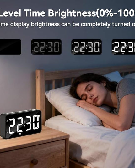Small Digital Alarm Clocks with Rechargeable Backup Battery for Bedrooms Living Room Study Loud Bedside Desk Clock with Memory Function Dual Alarm & 3 Modes Weekends Weekdays Every Day for Kids Adults