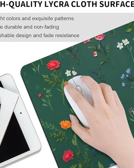 Flower Branch Pattern Cute Square Mouse pad, Texture, Waterproof, Anti Slip Rubber Base, Computer Mouse pad, Laptop Mouse pad