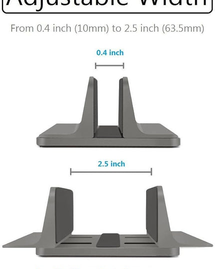 Vertical Laptop Stand for Desk [Adjustable] Sturdy Aluminum Dock Fits All Laptops (up to 20.3 inches) Space Saving, Modern Compact Holder, Compatible with MacBook Pro/Air, Surface, HP, Dell (Gray)