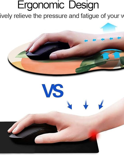Ergonomic Mouse Pad with Wrist Support,Mouse Pad with Wrist Rest and Coaster Set,Office Supplies Non-Slip Mouse Pads for Desk, Non-Slip Comfortable,Tropical Plants