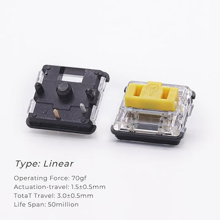 Kailh PG1350 Choc V1 Mechanical Keyboard Switch,Low Profile switches,Chocolate Silent Mechanical Clicky/Linear/Tactile Switches,RGB SMD LED 5-Pin Kailh Switches(Yellow-70Pcs