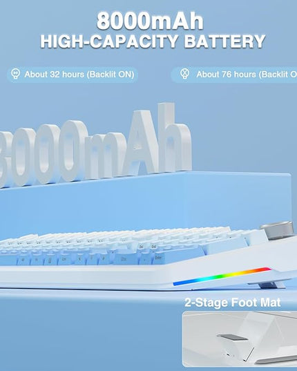 AULA F108 PRO - Wireless Mechanical Keyboard with Screen&Knob,Hot Swappable Gaming Keyboard with 8000mAh Battery,Pre-lubed Switches,RGB Backlit,PBT Keycaps Creamy Sounding Computer Keyboards,104 Keys