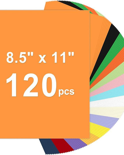 120 Sheets Cardstock 8.5x11, 65lb Colored Card Stock, 15 Assorted Colors Construction Paper, 180gsm Thick Printer Paper for Printing, Painting, Card Making, Kids School Supplies,Party Decorations