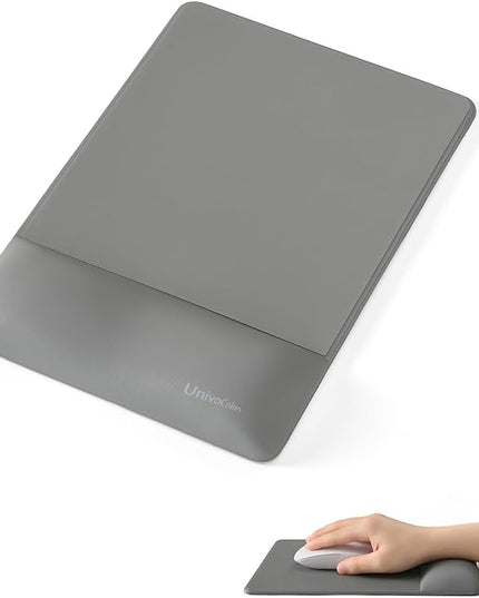 univo colors Design-Wave Wrist Rest Mouce Pad,PE Mouse Sliding Panel+Artificial Sheepskin+Memory Foam+Ergonomic+Anti-Slip Gel,Resilience Support During Work and Gaming,Mouce Accessory,Grey