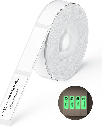 NIIMBOT B18/N1 Thermal Transfer Labels 0.51" x 1.37" (13x35mm), Only for B18/N1 Label Maker, PET Material, Waterproof and High-Temperature Resistance, Long Storage Time,Luminous