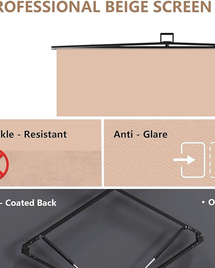 【Easy Set Up】 RAUBAY 59.8 x 82.7in Collapsible Beige Backdrop Screen Portable Retractable Panel Photo Nude Background with Stand for Video Conference, Photographic Studio, Streaming