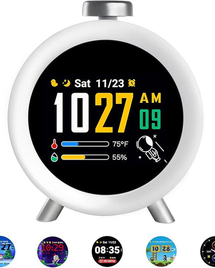 Dekala ChronoSense Alarm Clock for Bedroom Temperature Humidity, 7-Day Programmable 4 Alarms, 100dB Loud Gradual Alarm Clock Heavy Sleeper, IPS Screen Animation, Hourly Chime
