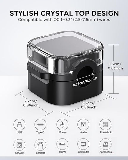 AhaStyle Magnetic Cable Organizer [1s Lock] 6 Pack Cord Cable Holders Clips Strong Adhesive Cable Cord Keeper [Smooth Adjustable] Hide Wire Cord Organizer for Nightstand Kitchen Car Office (Black)