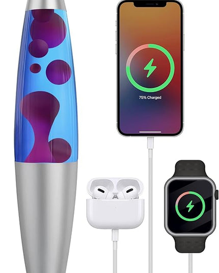 JAMBO Upgraded Motion Lamp – 16" Blue Liquid, Purple Wax – USB Ports, Timer – Night Light for Adults, Teens, Kids – Bedroom, Living Room, Office Décor Lamp