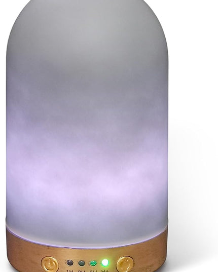 Earnest Living Glass Essential Oil Diffusers for Essential Oils 100 ml Ultrasonic Diffusers 4 Timers Night Lights and Auto Off Function Home Office Aromatherapy Diffusers for Home, Yoga, Sleep