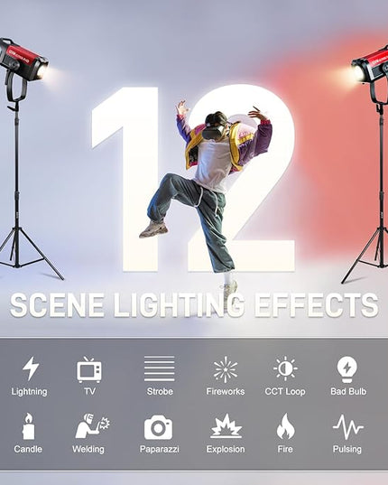 GVM 700W Spotlights LED Video Light,29100lux/1m(Bare Light),Photography Lighting Kit with APP Control, Continuous Lighting with Bowen Mount,CRI 97+, COB Lamp Beads,2700K-6800K