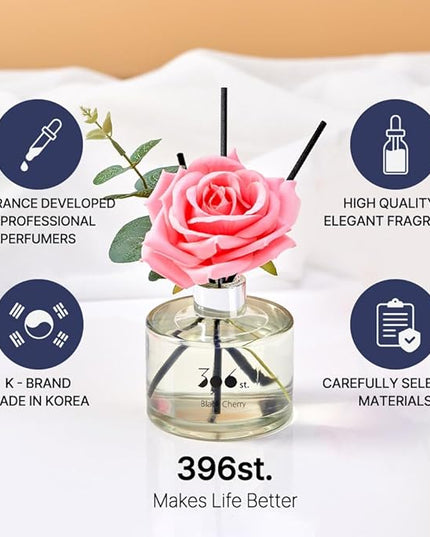 396 st. Rose Flower Reed Diffuser, Baby Powder, 200ml(6.7oz) / Reed Diffuser Sets, Home Fragrance, Scented Oils, Home & Bathroom Décor