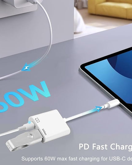 [Apple MFi Certified] USB-C to USB Adapter for iPhone 17/16/15, 10Gbps USB-C Male to USB 3.2 Female OTG, 3 in 1 Audio Cable 60W PD Charging Port and Data Transfer, Compatible with MacBook Pro Air