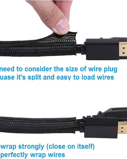 Summer Ready 2-Pack Split Sleeving Cable Protector (5FT, 5/8") - Chew Resistant Pet Proof Cord Cover for USB Power Audio Video, Home Office & Gaming Wire Loom - Black