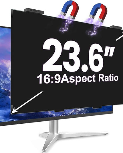 GUDTEKE Magnetic 23.6 Inch Privacy Screen for Computer Monitor 16:9 Aspect Ratio, Hanging Removable Anti-Blue/Glare Protector Film, Anti Spy Desktop Security Private Filter 23.6in