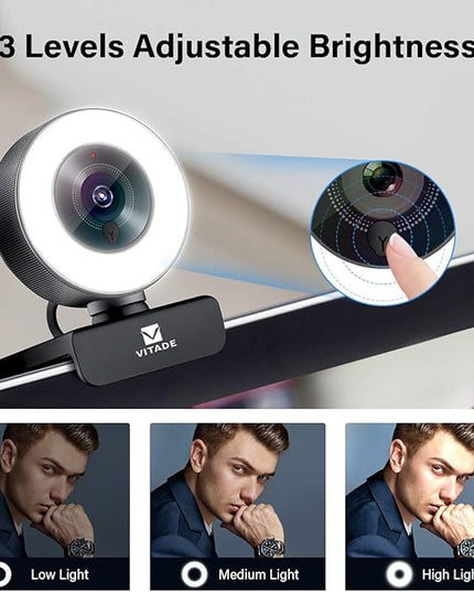 Streaming Webcam 1080P, 960A HD Web Camera USB Web Cam for Gaming Conferencing Video Chatting Mac Windows Desktop Computer Laptop Wide Angle Webcam with Ring Light & Microphone & Tripod