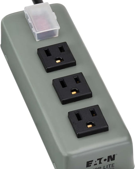 Eaton Tripp Lite Series 3-Outlet Heavy Duty Power Strip, Metal, Mountable (Wall Mount & Under Desk), 9ft Extension Cord, On/Off Switch Cover, Industrial Garage Shop Work Bench Applications (3SP9)