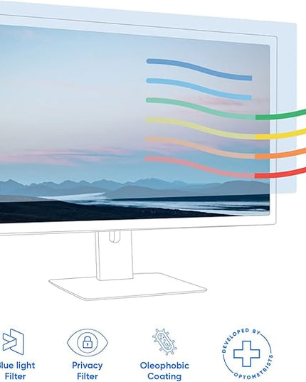 Ocushield 23.6” Premium Anti Blue Light Screen Protector with Privacy Filter for Laptops and Computer Monitors - Anti-Glare - Easy Install - Anti-Fatigue (522 x 294 mm)
